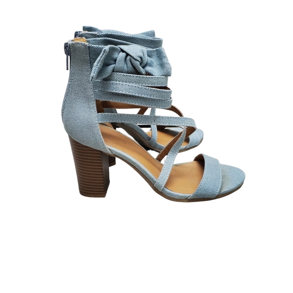 Charlotte Rusee Strappy Block Heels Chunky Retro Neutral Size 6 - Picture 4 of 10